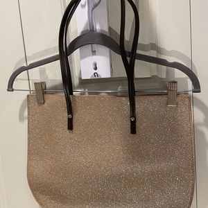 Rose gold/pink Tote Bag Metallic Leather EUC Vintage Darker Leather Straps